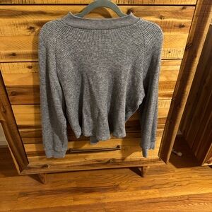Madewell Gray Waffle mock neck shirt
